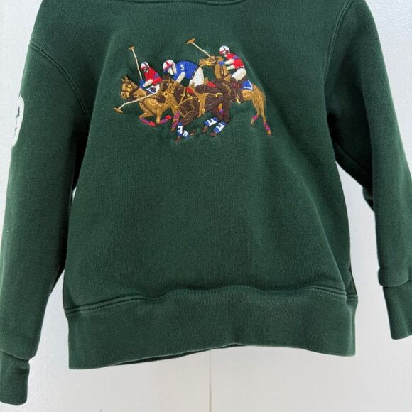 Polo Ralph Lauren 3T Kids Equestrian Triple Pony Hoodie Classic Green Sweater - Picture 16 of 16